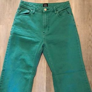 Urban outfitters green flare leg pants